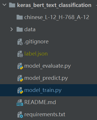 keras-bert文本多分类项目结构